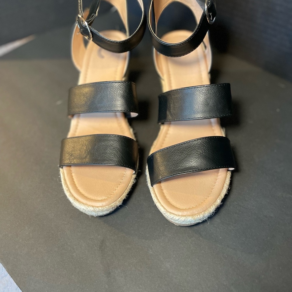 Black wedge dress sandals